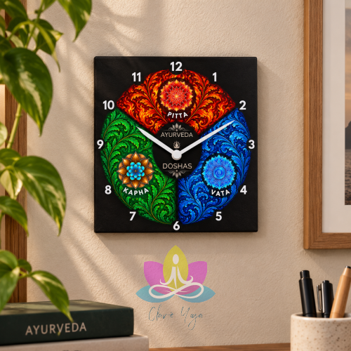 Relógio dos Doshas Clave Yoga de louça 20x20cm